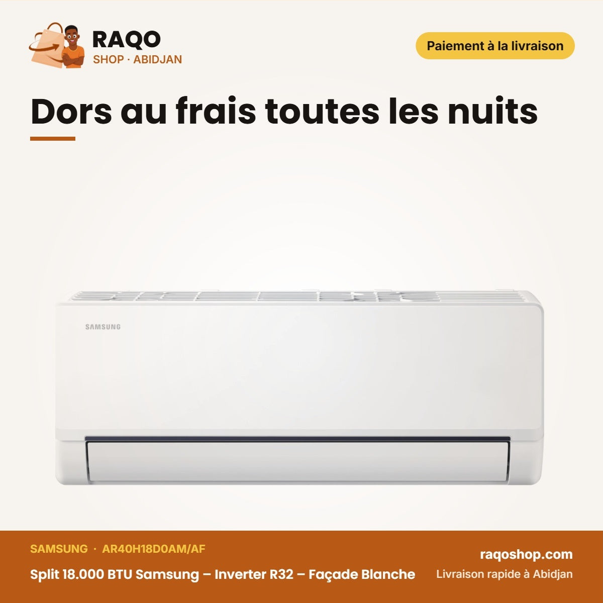 Split 18.000 BTU Samsung – Inverter R32 – Façade Blanche | AR40H18D0AM/AF