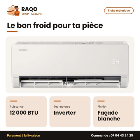 Split 12.000 BTU Samsung – Inverter R32 – Façade Blanche | AR40H12D0AM/AF