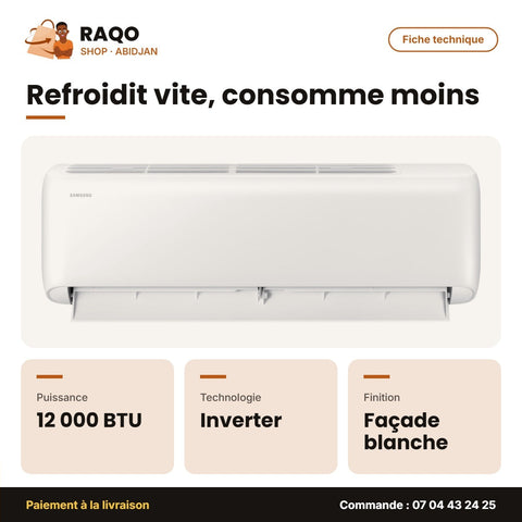 Split 12.000 BTU Samsung – Inverter R32 – Façade Blanche | AR40F12D0AGXAF