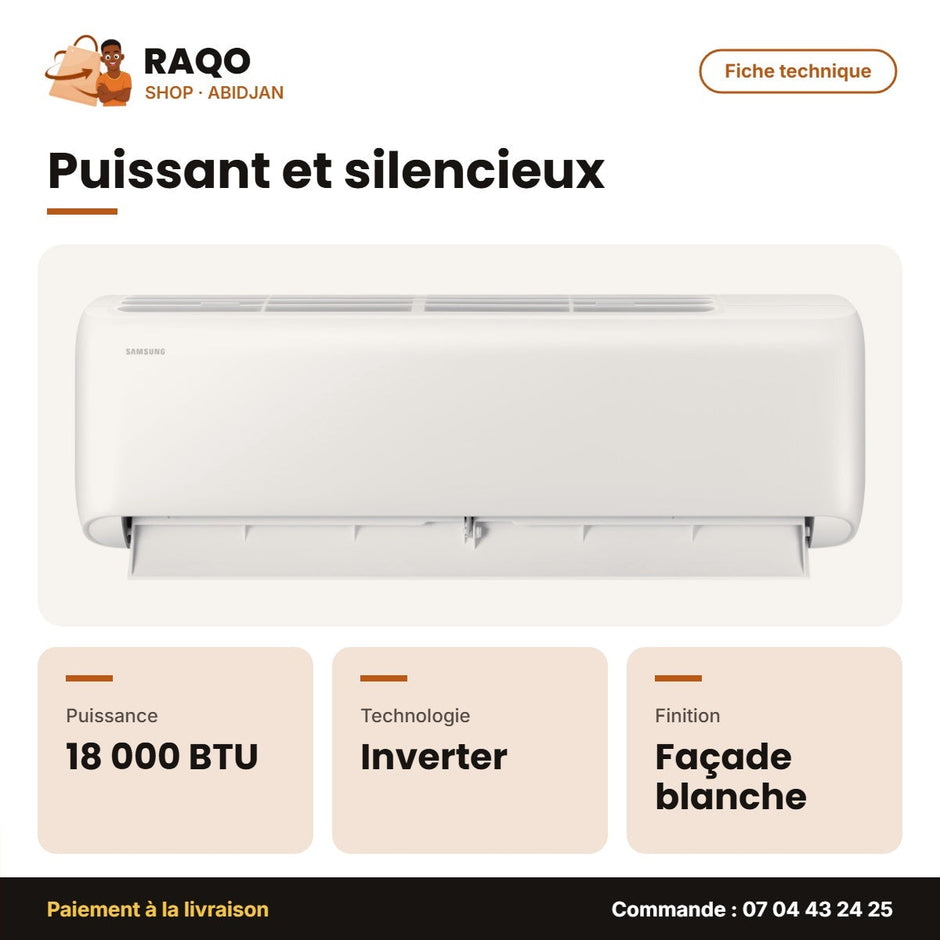Split 18.000 BTU Samsung – Inverter R32 – Façade Blanche | AR40F18D0AGXAF