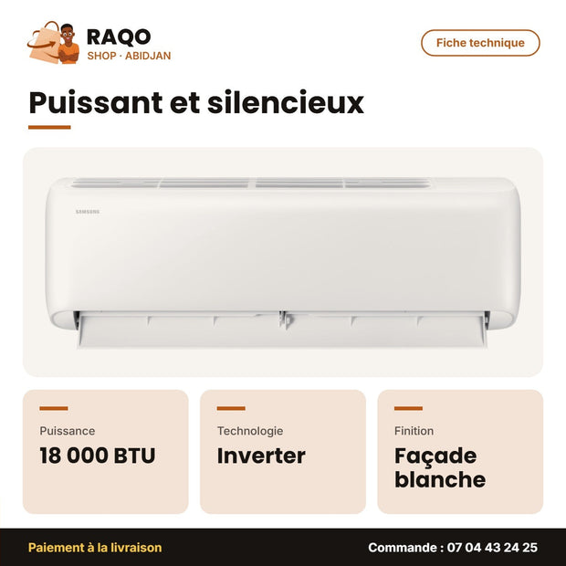 Split 18.000 BTU Samsung – Inverter R32 – Façade Blanche | AR40F18D0AGXAF