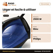 Fer à Repasser à Vapeur Philips 2500W Bleu Noir Semelle Steamglide+ – 100% Safe | GC3920/20