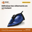 Fer à Repasser à Vapeur Philips 2500W Bleu Noir Semelle Steamglide+ – 100% Safe | GC3920/20