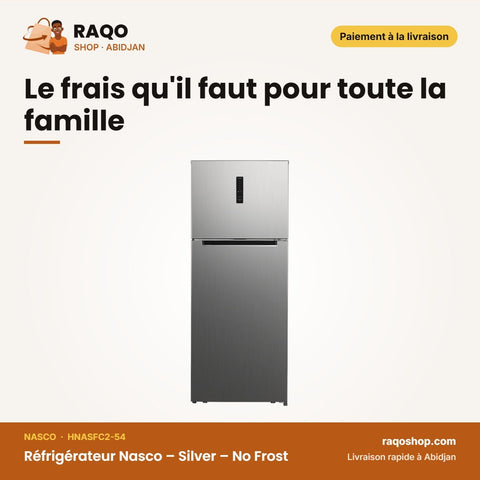 Réfrigérateur Nasco – Silver – No Frost – 425L Net (330LT+95LT) | HNASFC2-54