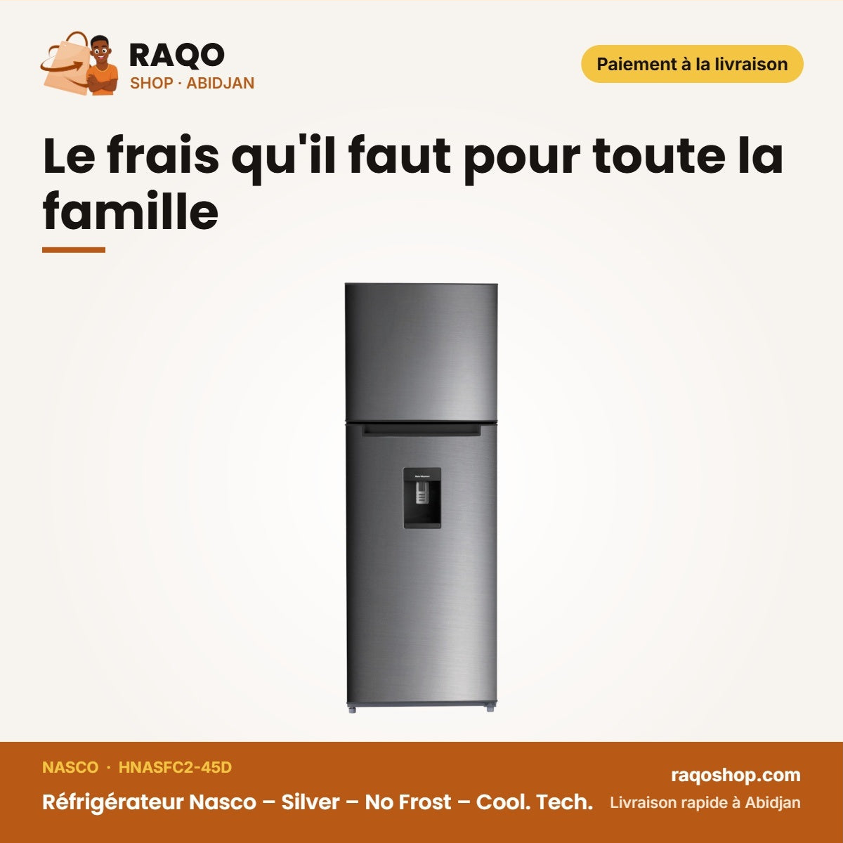 Réfrigérateur Nasco – Silver – No Frost – Cool. Tech. | HNASFC2-45D