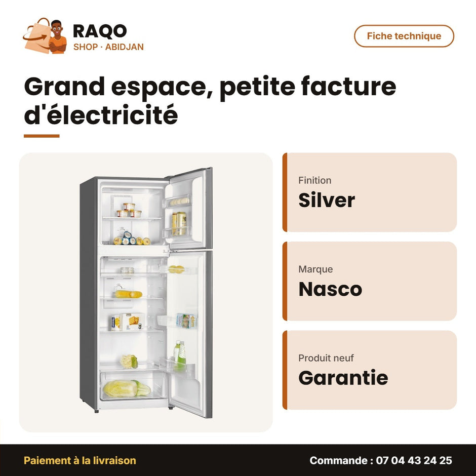 Réfrigérateur Nasco – Silver – No Frost – Cool. Tech. | HNASFC2-45D