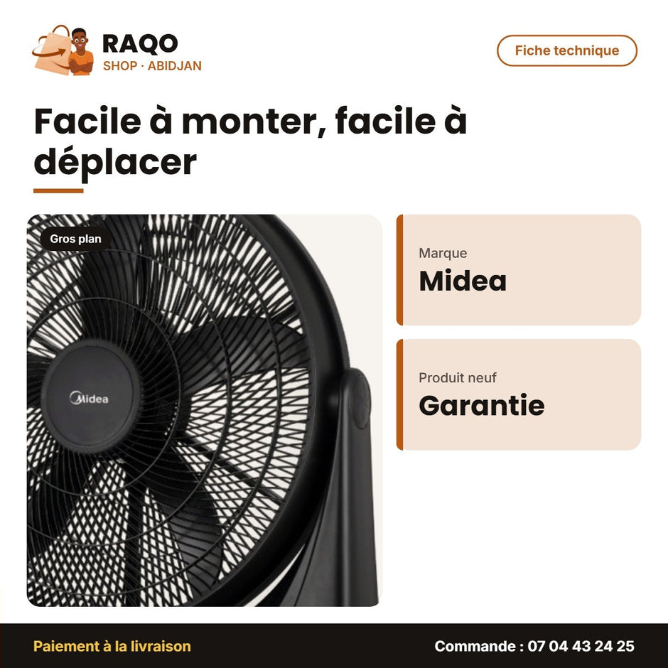 Ventilateur sur Table Midea – 3 Speed Choices – Ajustable – Hanging Function | FB50-17H