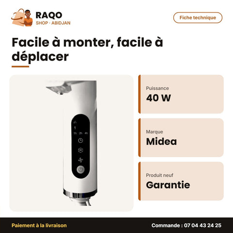 Ventilateur Midea à Pied – 3 Speed Levels – 7 Hour Timer – 40W | FS40-21MR