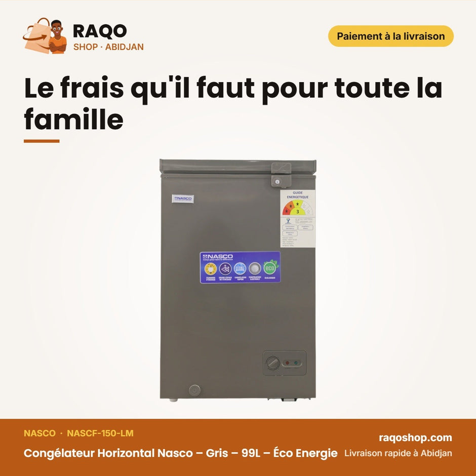 Congélateur Horizontal Nasco – Gris – 99L – Éco Energie | NASCF-150-LM