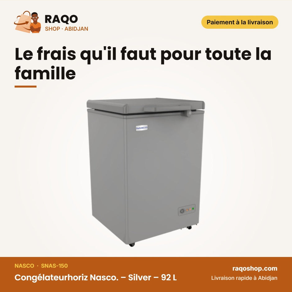 Congélateurhoriz Nasco. – Silver – 92 L – Avec 1 Panier à L'interieur | SNAS-150
