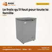 Congélateurhoriz Nasco. – Silver – 92 L – Avec 1 Panier à L'interieur | SNAS-150