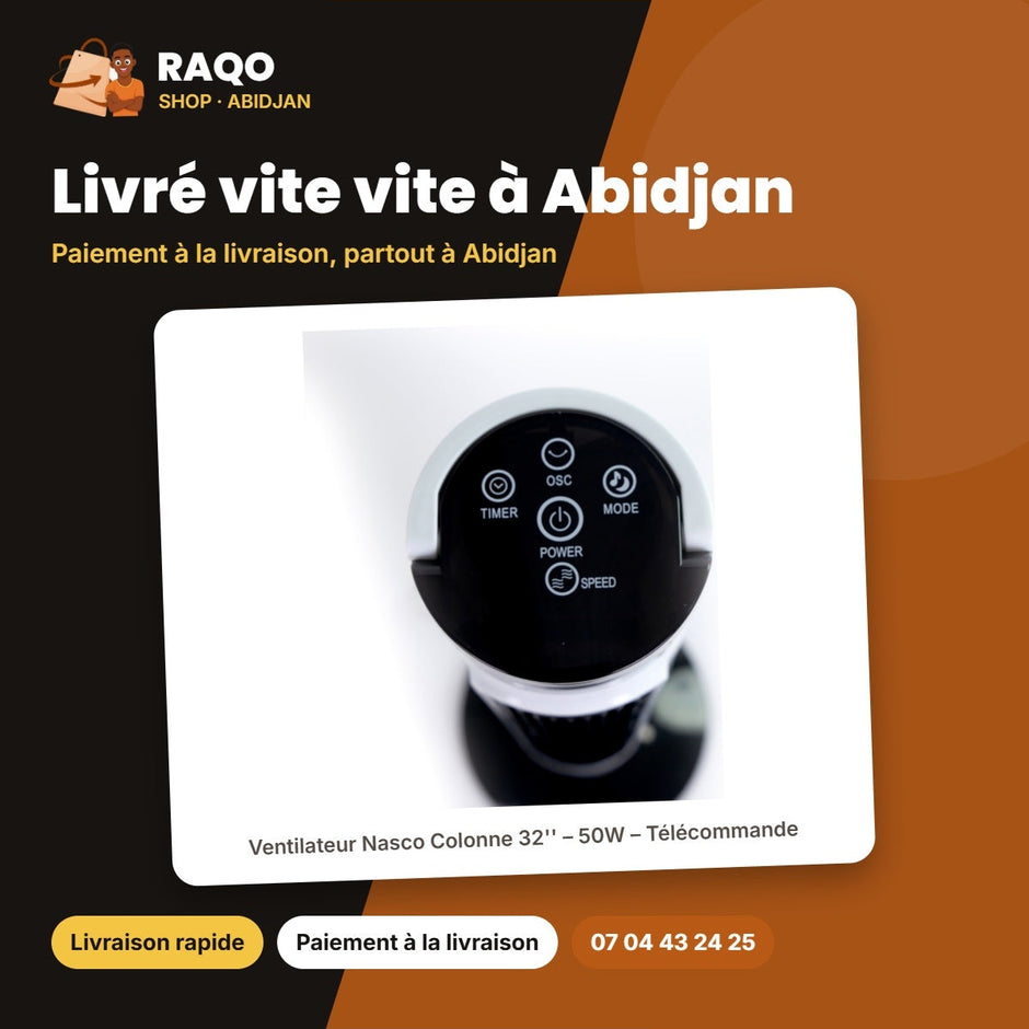 Ventilateur Nasco Colonne 32'' – 50W – Télécommande – Écran Tactile | VENT_LG32-06R