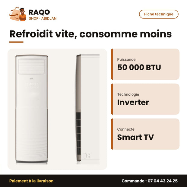 Armoire Split 50.000 BTU TCL – Façade Blanche – Inverter – Smart Air | TAC-50CHFA/FHI