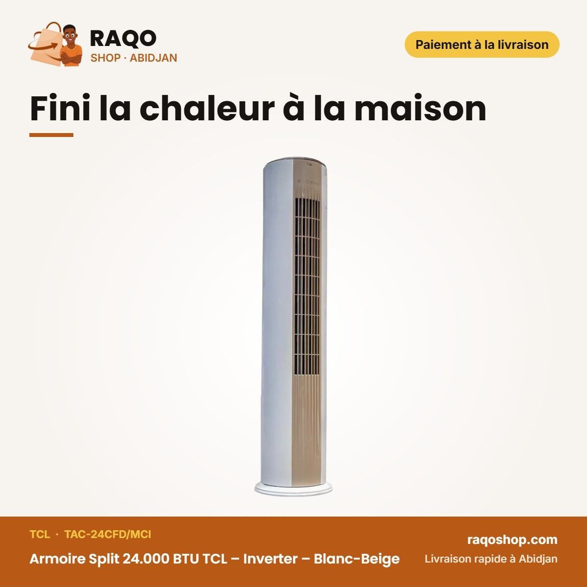 Armoire Split 24.000 BTU TCL – Inverter – Blanc-Beige – Mc Series | TAC-24CFD/MCI