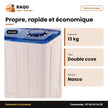 Machine à Laver 13kg Nasco – Twin Tub – Semi-Auto. – Séchage Express | NASTT-B130FL