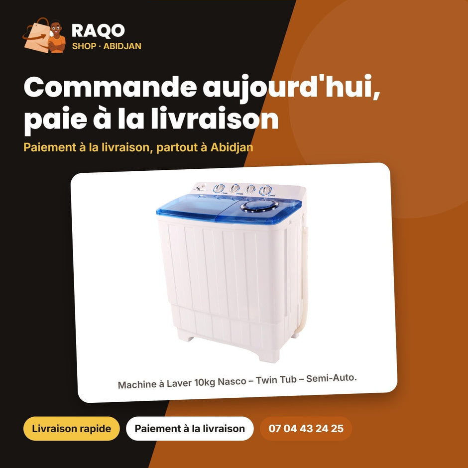 Machine à Laver 10kg Nasco – Twin Tub – Semi-Auto. – Séchage Express | NASTT-B100FL