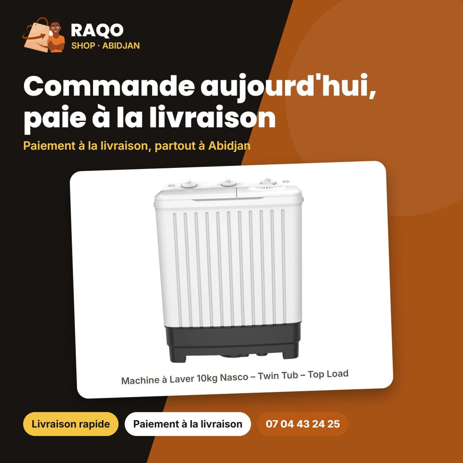 Machine à Laver 10kg Nasco – Twin Tub – Top Load – Lavage 10KG-ESSORAGE 6kg | NASTT-JS100GR