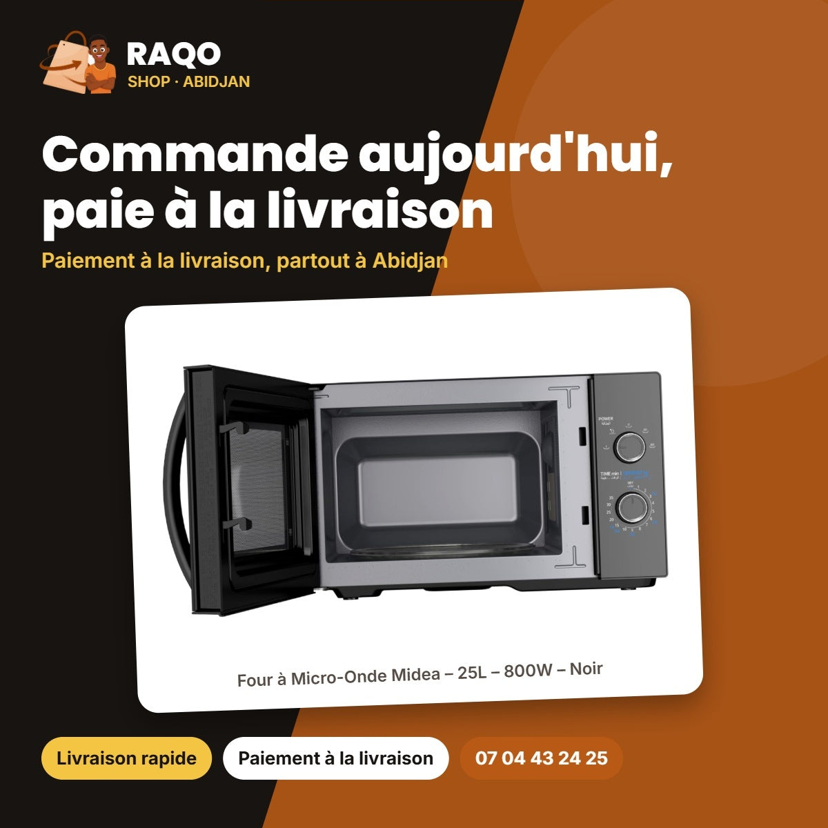 Four à Micro-Onde Midea – 25L – 800W – Noir | MM8P022KG-B