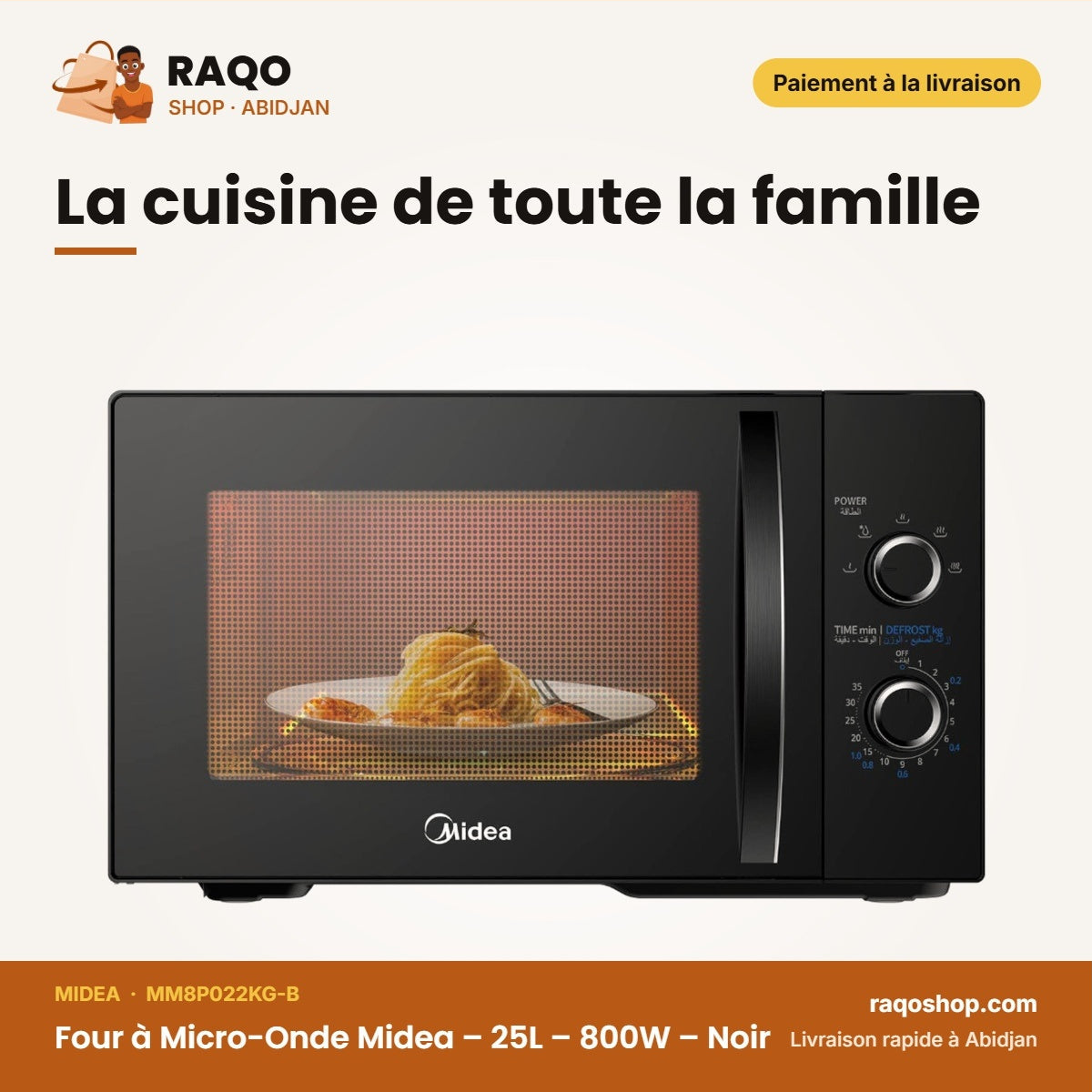 Four à Micro-Onde Midea – 25L – 800W – Noir | MM8P022KG-B