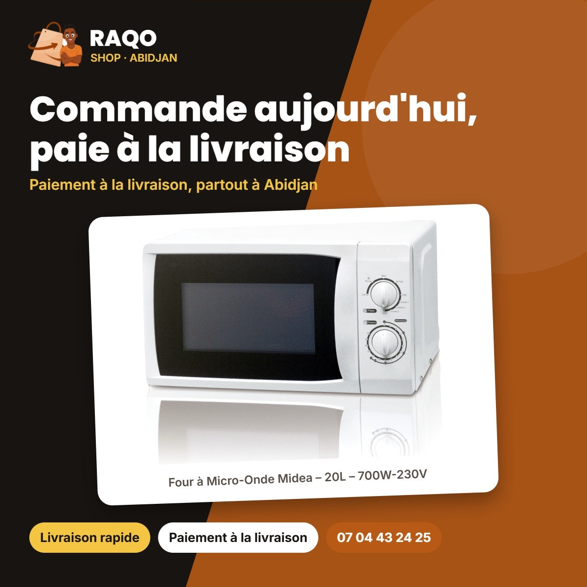 Four à Micro-Onde Midea – 20L – 700W-230V – 5 Power Levels | MG720CFB
