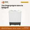 Machine à Laver 8kg Nasco – Twin Tub – Top Load – Lavage 8KG-ESSORAGE 5kg | NASTT-JS80GR