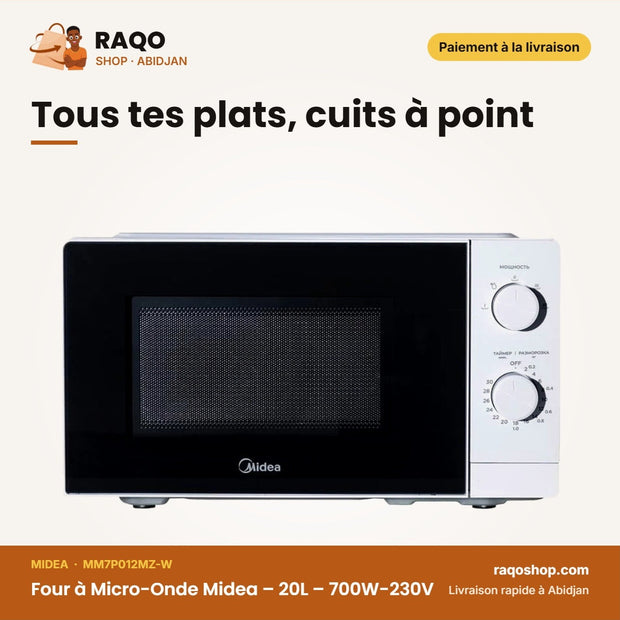 Four à Micro-Onde Midea – 20L – 700W-230V – 5POWER Level | MM7P012MZ-W