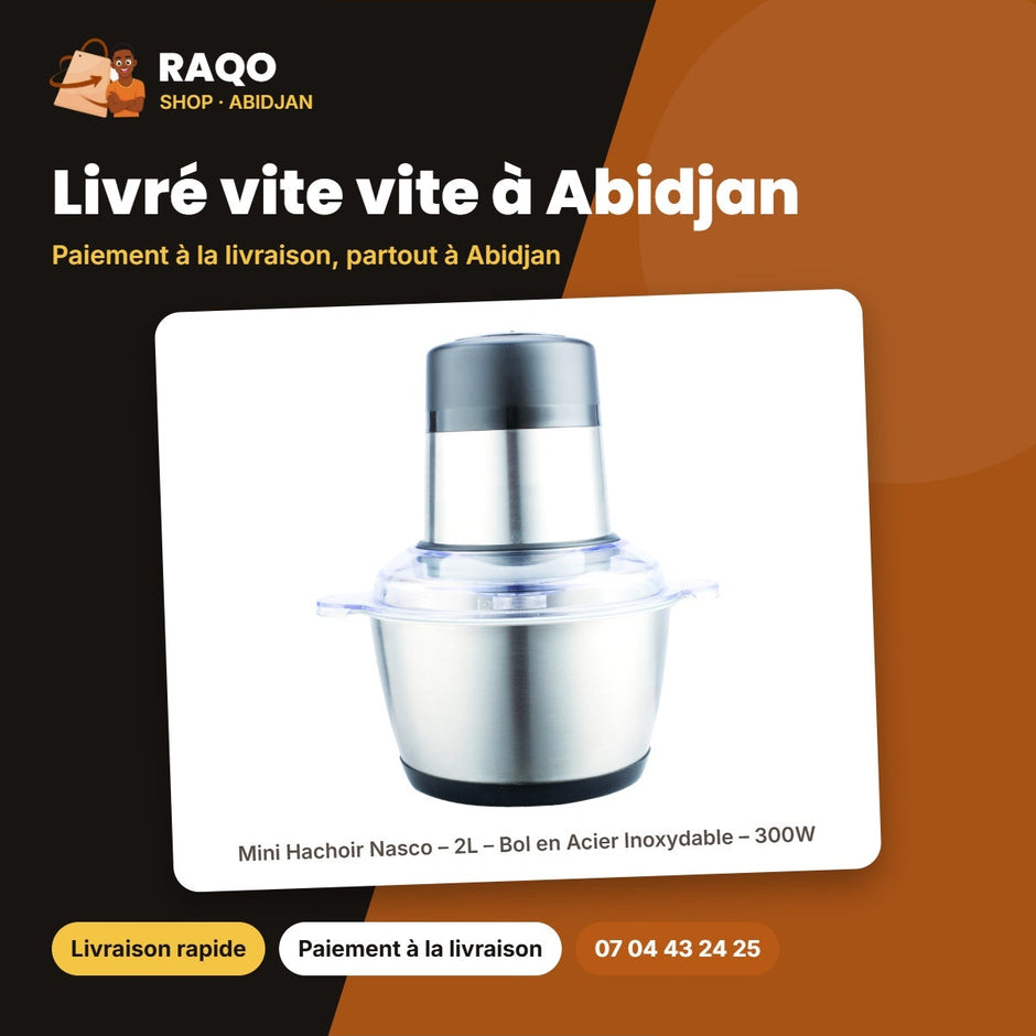 Mini Hachoir Nasco – 2L – Bol en Acier Inoxydable – 300W | MC373B-GS