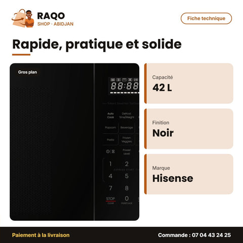 Micro-Onde Hisense – 42 L – Noir – Tactile | HMMG4210DSG