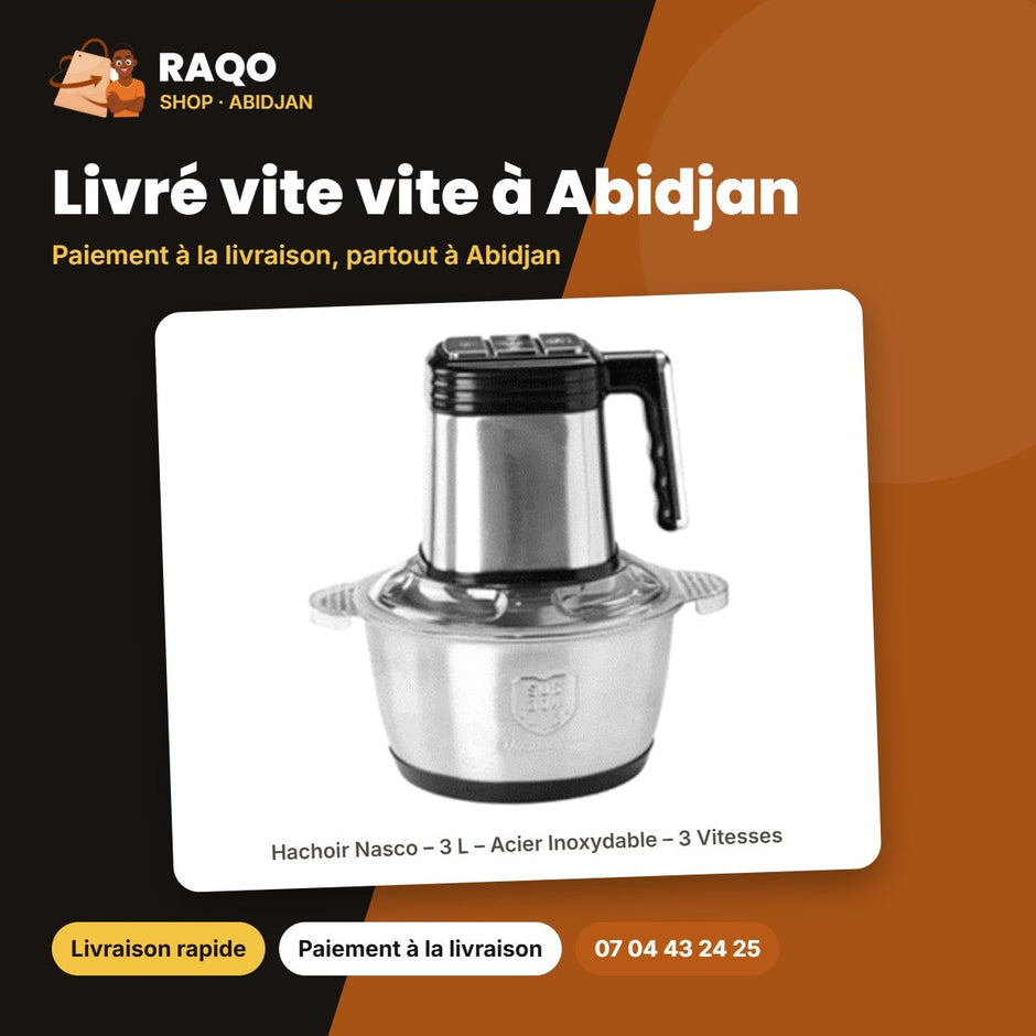 Hachoir Nasco – 3 L – Acier Inoxydable – 3 Vitesses | NAS-CH907-3L-TMT