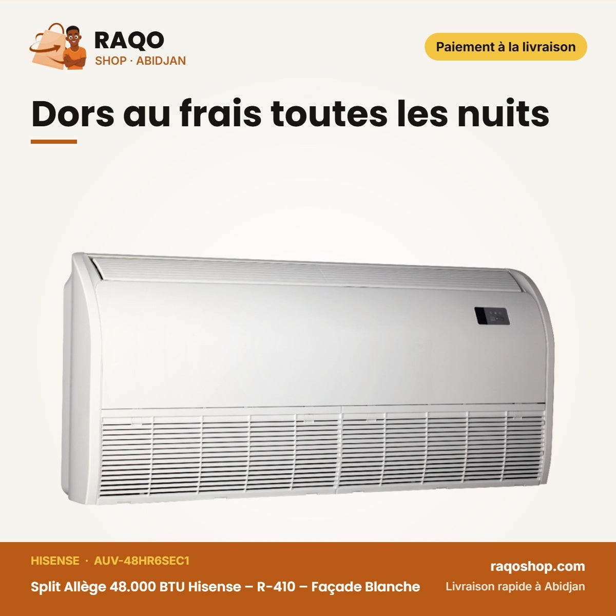 Split Allège 48.000 BTU Hisense – R-410 – Façade Blanche | AUV-48HR6SEC1