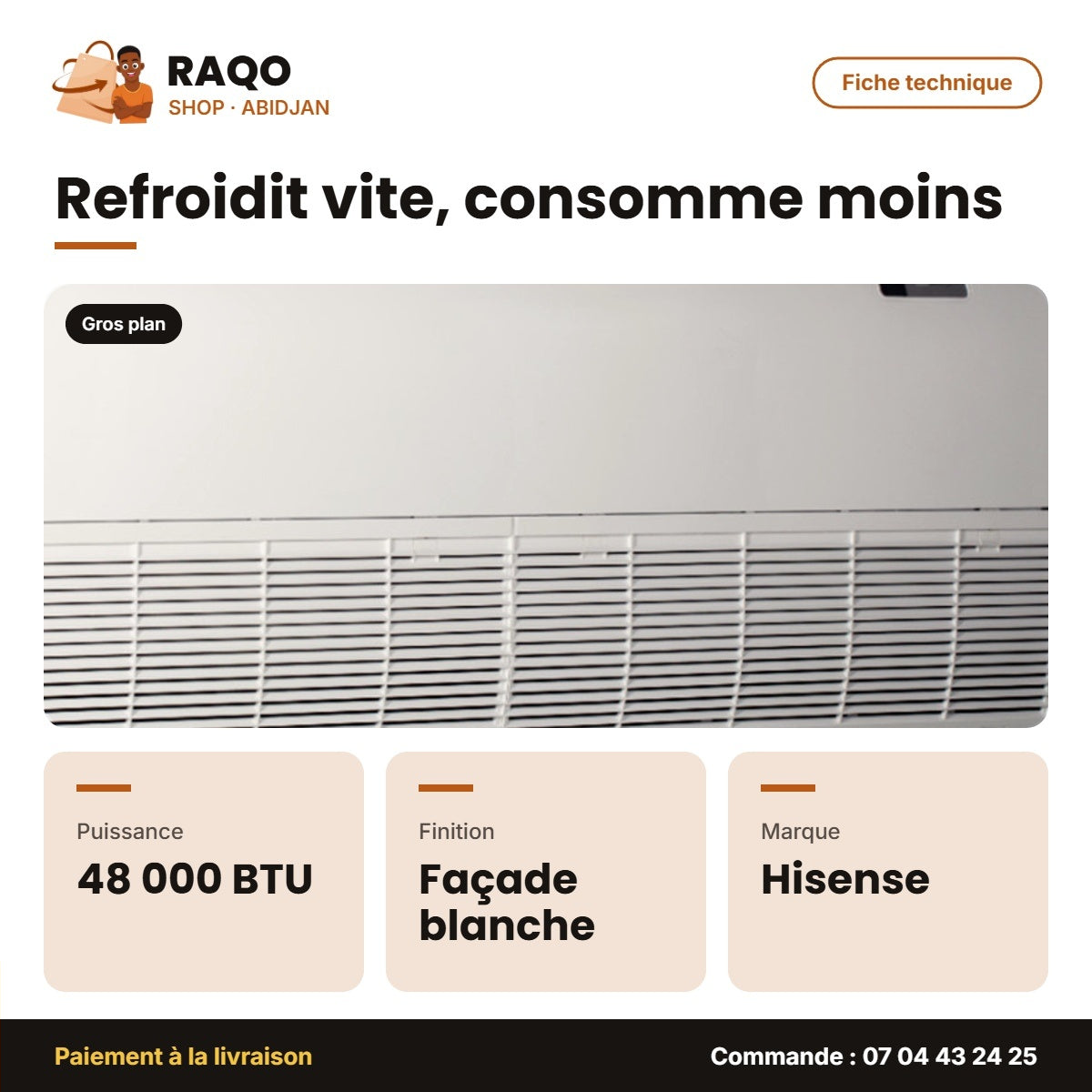 Split Allège 48.000 BTU Hisense – R-410 – Façade Blanche | AUV-48HR6SEC1