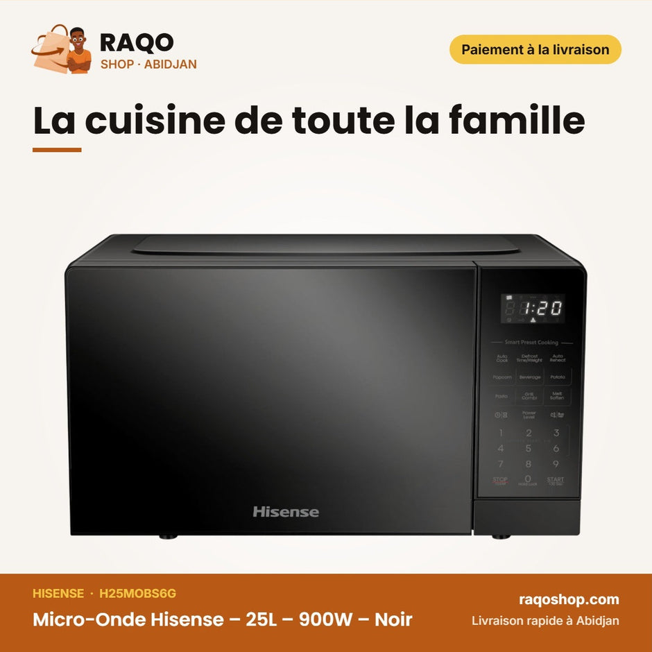 Micro-Onde Hisense – 25L – 900W – Noir | H25MOBS6G