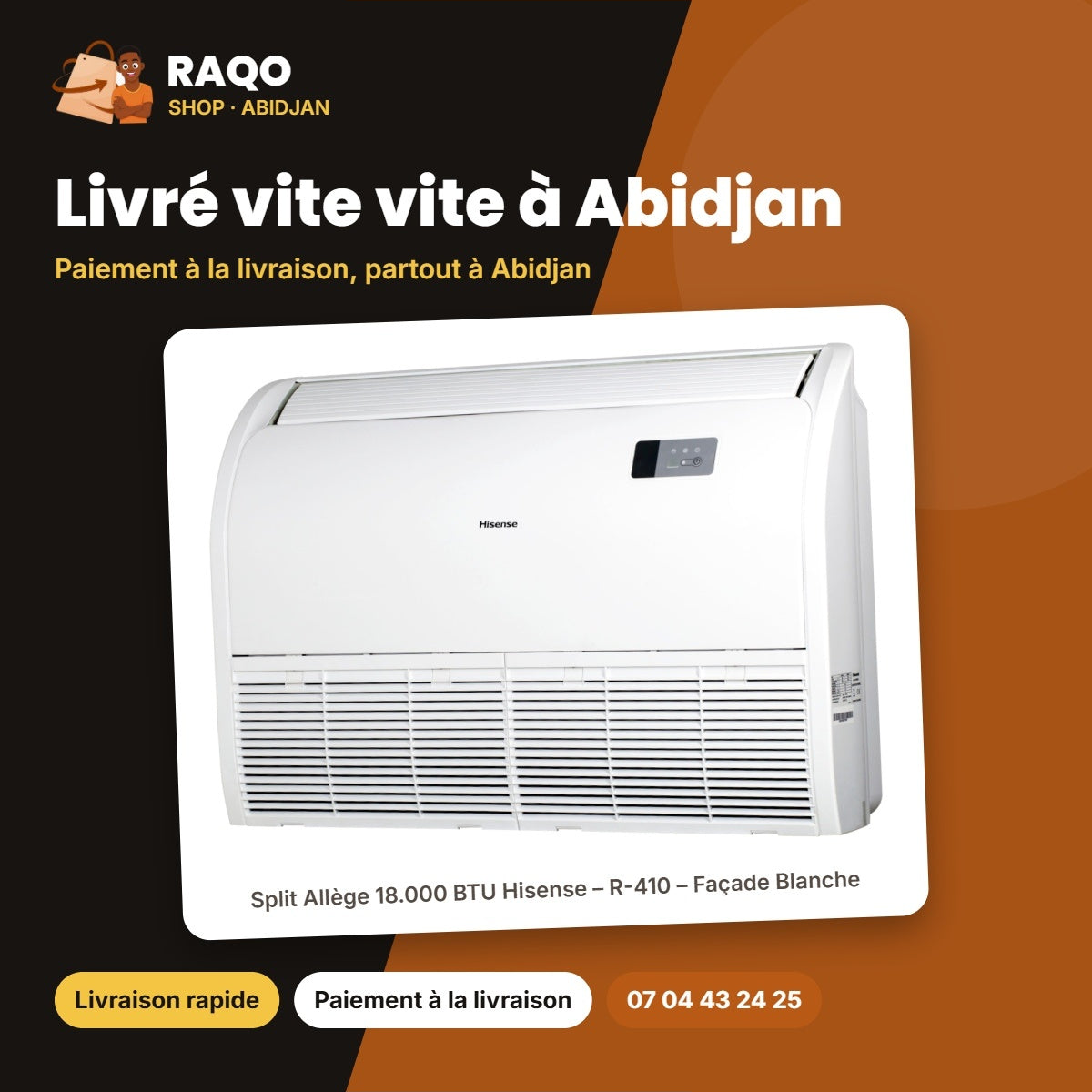 Split Allège 18.000 BTU Hisense – R-410 – Façade Blanche | AUV-18HR4SSA1