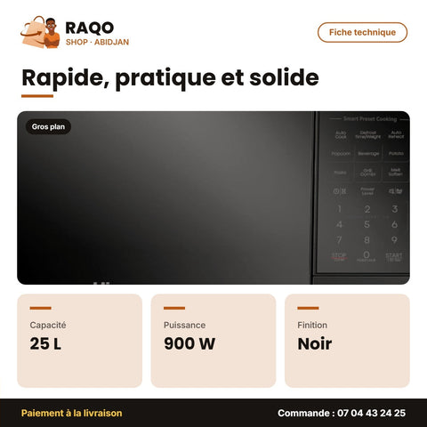 Micro-Onde Hisense – 25L – 900W – Noir | H25MOBS6G