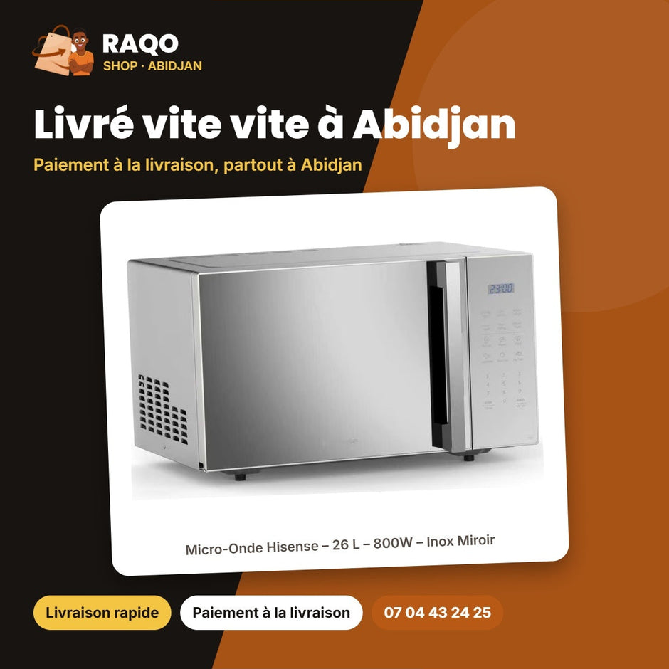 Micro-Onde Hisense – 26 L – 800W – Inox Miroir | H26MOS5H