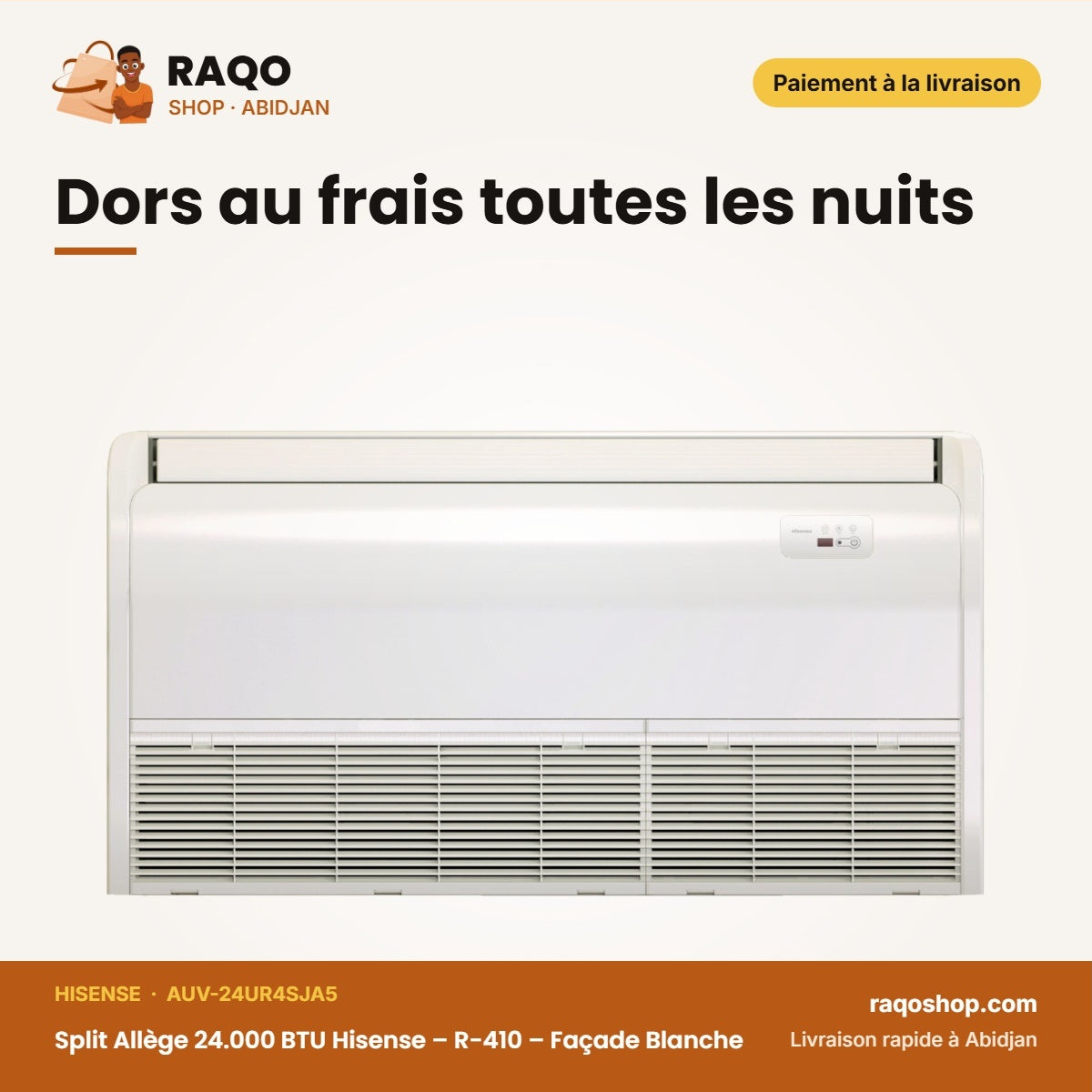 Split Allège 24.000 BTU Hisense – R-410 – Façade Blanche – Inverter Expert | AUV-24UR4SJA5
