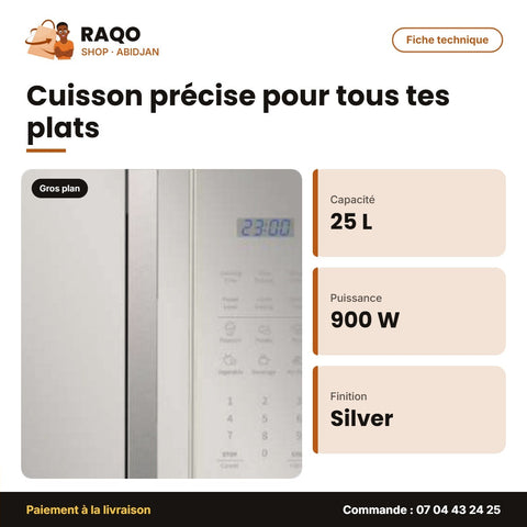 Micro-Onde Hisense – 25 L – 900W – Silver Mirroir | H25MOMS7H