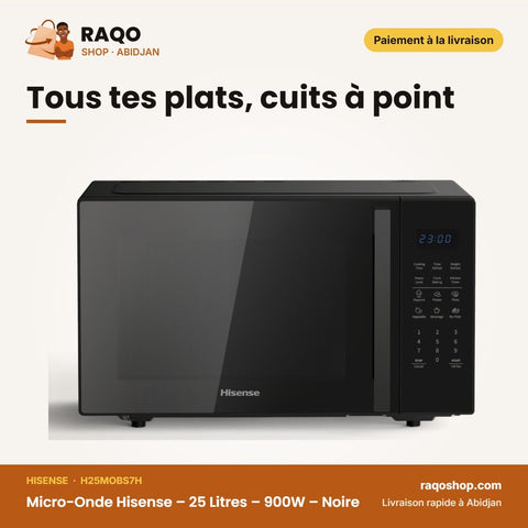 Micro-Onde Hisense – 25 Litres – 900W – Noire | H25MOBS7H