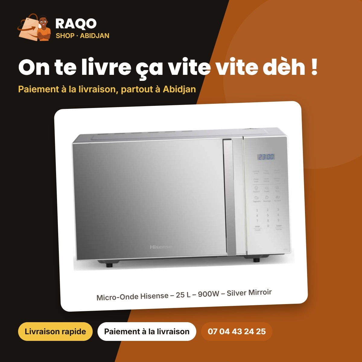 Micro-Onde Hisense – 25 L – 900W – Silver Mirroir | H25MOMS7H
