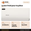 Split 24.000 BTU Hisense R410 – Façade Blanche | AS-24CR4SXTCE