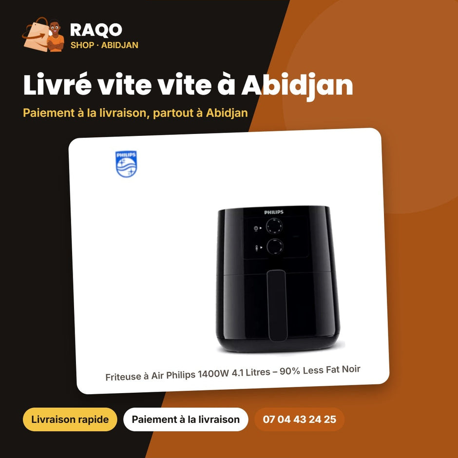 Friteuse à Air Philips 1400W 4.1 Litres – 90% Less Fat Noir | HD9200/90