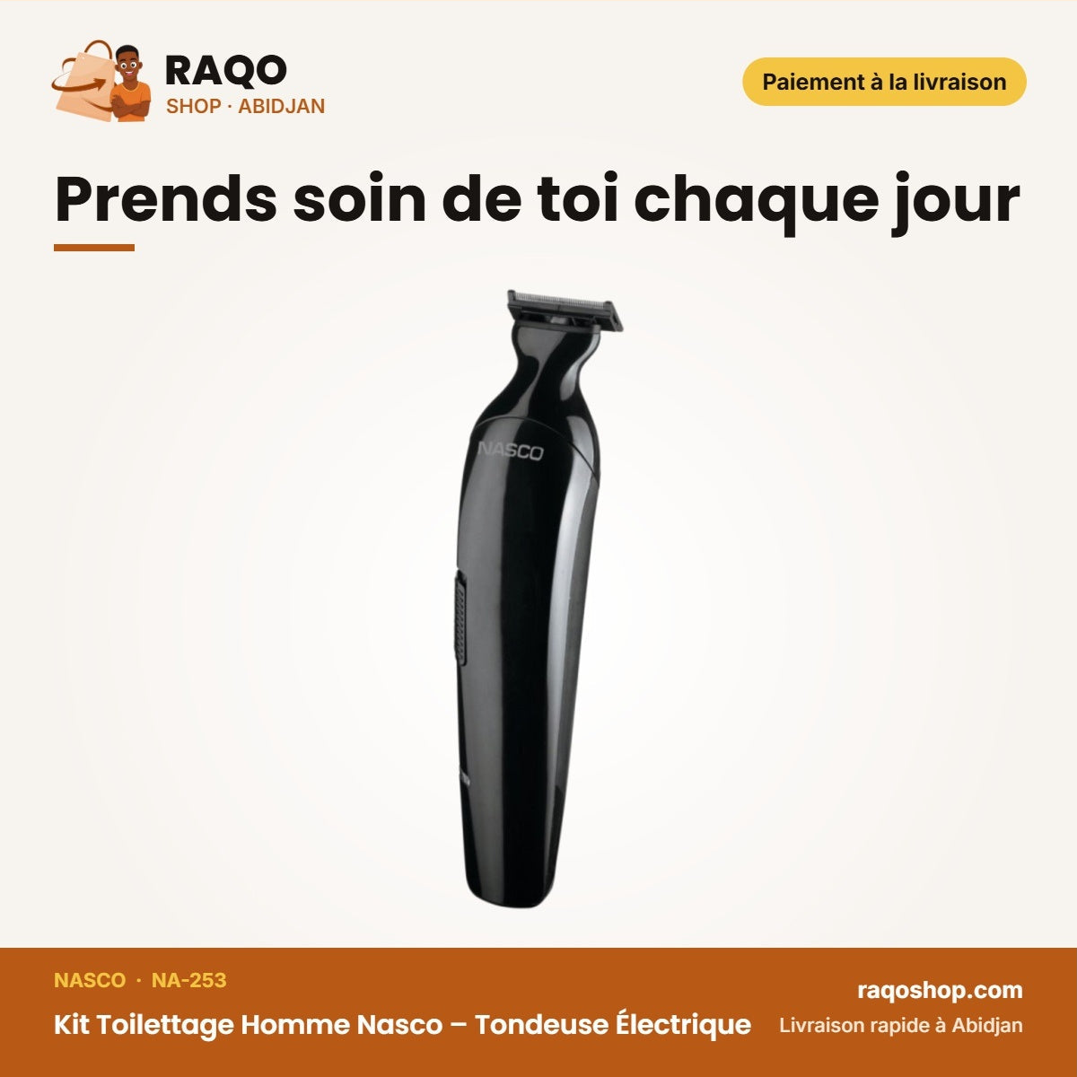 Kit Toilettage Homme Nasco – Tondeuse Électrique – Multifonction – Base + Accessoires | NA-253