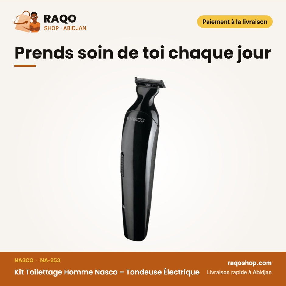 Kit Toilettage Homme Nasco – Tondeuse Électrique – Multifonction – Base + Accessoires | NA-253