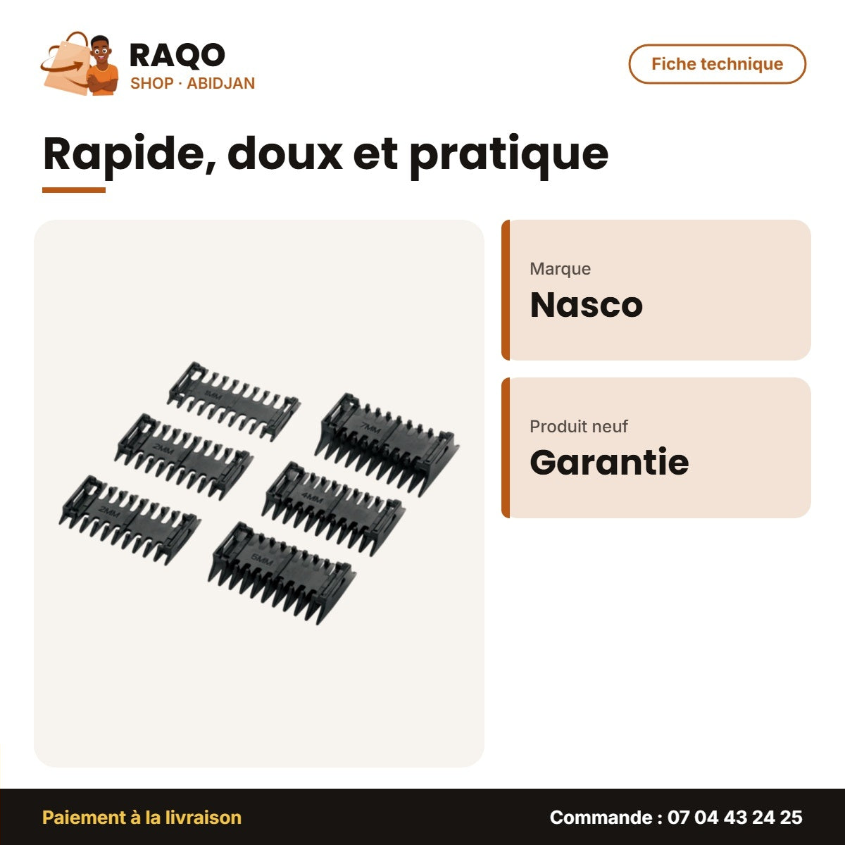 Kit Toilettage Homme Nasco – Tondeuse Électrique – Multifonction – Base + Accessoires | NA-253
