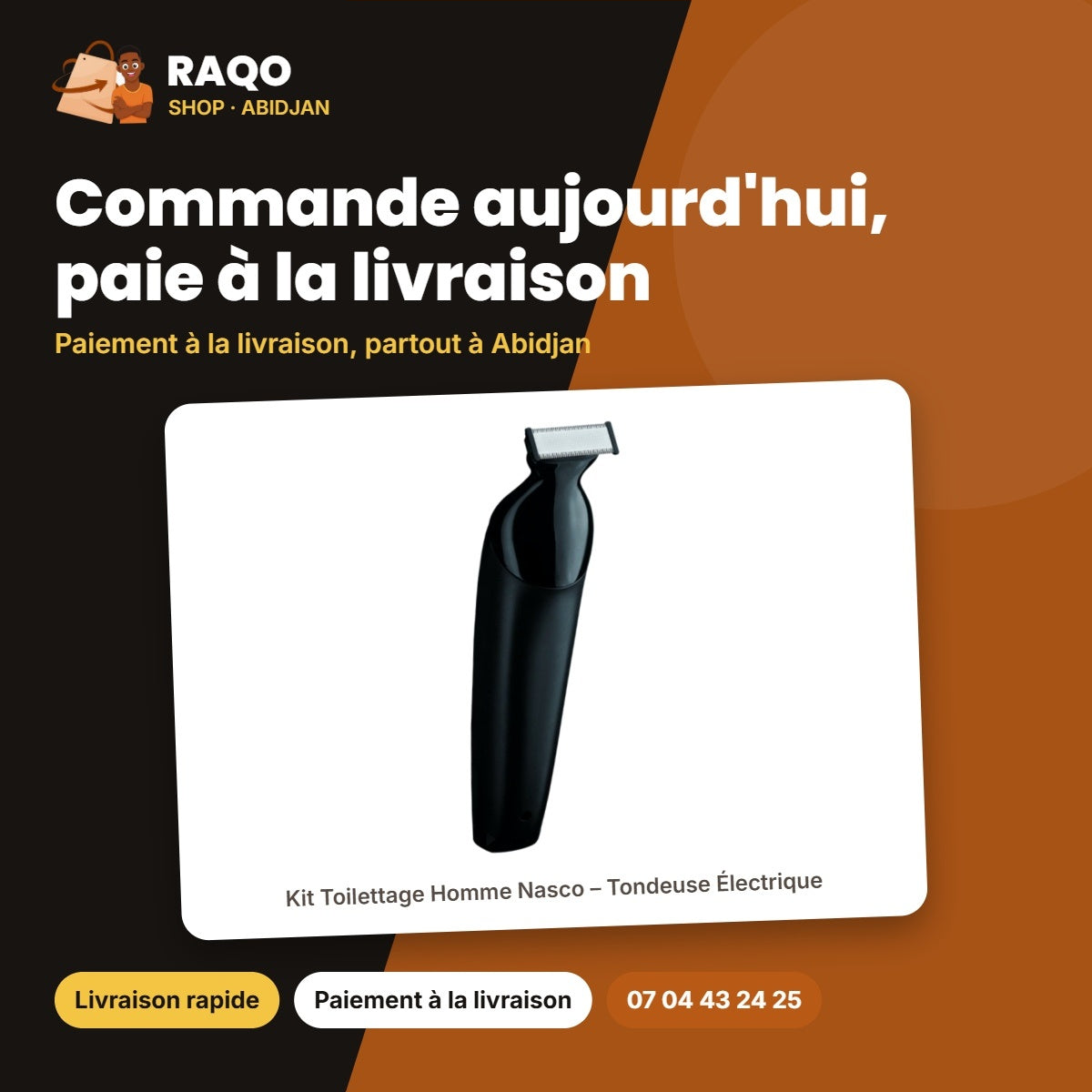 Kit Toilettage Homme Nasco – Tondeuse Électrique – Multifonction – Base + Accessoires | NA-253