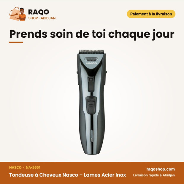 Tondeuse à Cheveux Nasco – Lames Acier Inox – Brosse de Nettoyage | NA-2651