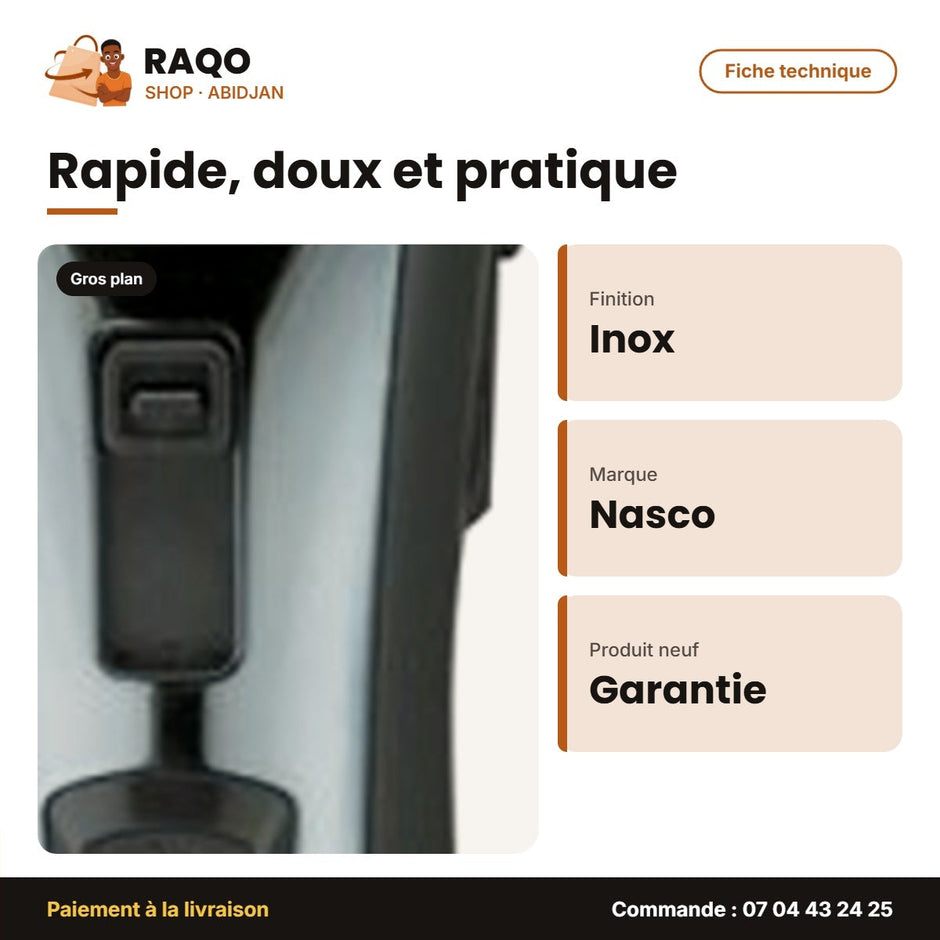 Tondeuse à Cheveux Nasco – Lames Acier Inox – Brosse de Nettoyage | NA-2651
