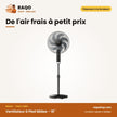 Ventilateur à Pied Midea – 16'' – Forme en Pétales de 7 Hélices – Couleur Noir | FS40-23MT