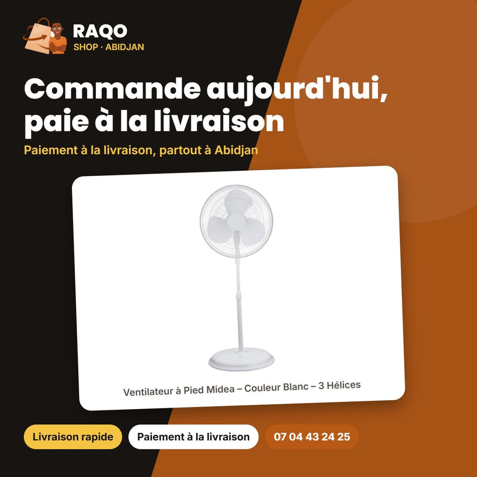 Ventilateur à Pied Midea – Couleur Blanc – 3 Hélices – 3 Vitesses | FS40-19M