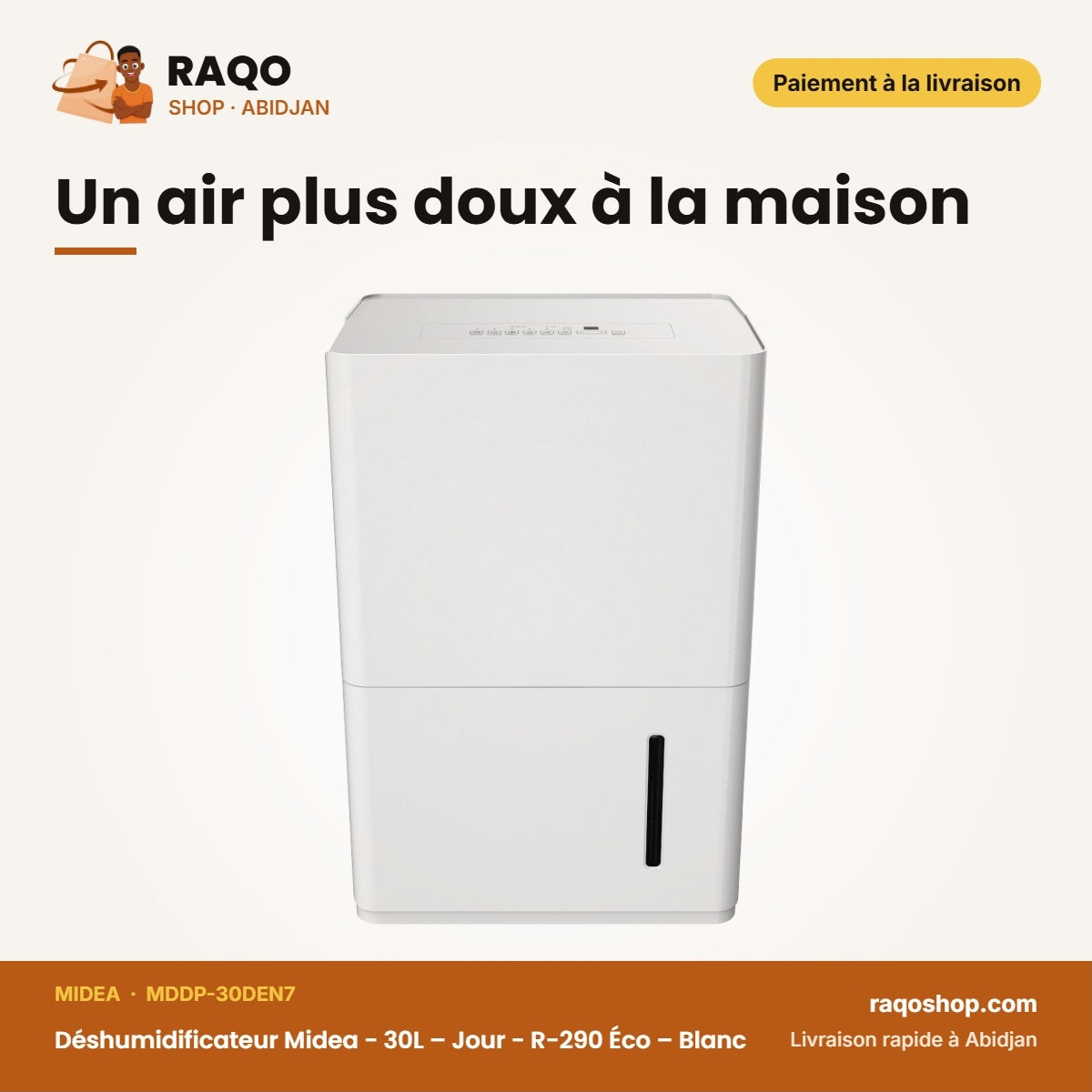 Déshumidificateur Midea - 30L – Jour - R-290 Éco – Blanc | MDDP-30DEN7
